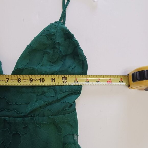NWT Lulus Mindful Muse Emerald Green Floral Burnout Skater Mini Dress Small - Picture 12 of 13